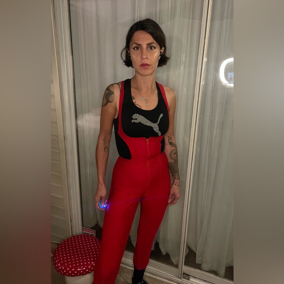 Sexy Flanders Perfect lipstick red 80s 90s racerback SKI snow overalls tight - Picture 4 of 7